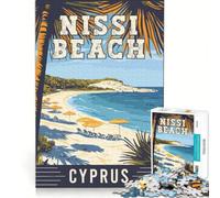 Nissi Beach in Cyprus 1000 Piece Jigsaw Puzzle | 38x52cm Wall Decoration Challenging To Complete Birthday Present,Travel Gifts,