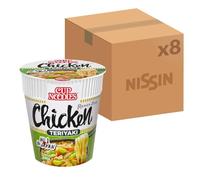 NISSIN Cup Noodles Chicken Teriyaki Flavour, 70 g Pot (8-Pack)