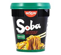 NISSIN Cup Noodles Soba Wok Style Teriyaki Flavoured Instant Noodles, 90 g Pot (Pack of 8)
