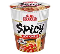 NISSIN Cup Noodles Spicy Hot Chilli Flavoured Instant Noodles, 64 g Pot (Pack of 8)