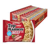 Nissin Top Ramen Noodle Soup, Beef, 3 Ounce (Pack of 24)
