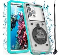 Nisso Waterproof Underwater Snorkeling Phone Case for iPhone 14/13/12/11 Pro Max Mini Xr/X/Xs/Samsung Galaxy Note10/9/8/S10/9/8 Ultra Plus Professional (Teal, Second Snorking case)