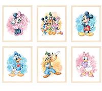 Nistio® Mickey Mouse and Friends Watercolor Prints, Mickey Mouse Wall Art Decor, Minnie Mouse Wall Prints, Set of 7, Donald Duck, Goofy, Pluto, Daisy Duck, 8x10 inches (Unframed)