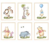 Nistio® Winnie The Pooh Posters for Kids Room Decor, Woodland-Themed Nursery Art Prints for Boys and Girls, Adorable Posters for Baby Room, Unframed Set of 6 (8x10)