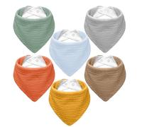 NISXABEBE Muslin Baby Bibs 6 Pack Dribble Bandana Bibs Cotton Drool Bibs for Teething Soft and Absorbent with Adjustable Snaps(Sunshine)