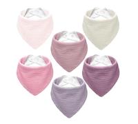NISXABEBE Muslin Baby Bibs 6 Pack Dribble Bandana Bibs Cotton Drool Bibs for Teething Soft and Absorbent with Adjustable Snaps(Girl)