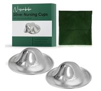 NISXABEBE Silver Nipple Shields, 999 Silver Cups for Breastfeeding, Essentials Breast Shields for Nursing Newborns, Silver Nipple Guards and Pads-Trilaminate 999 Silver(Regular)
