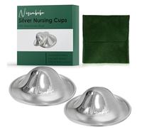 NISXABEBE Silver Nipple Shields, 999 Silver Cups for Breastfeeding, Essentials Breast Shields for Nursing Newborns, Silver Nipple Guards and Pads-Trilaminate 999 Silver(Maxi)