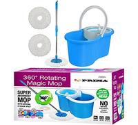 NIT 360° Degree Rotating | Magic MOP | Spin Bucket Set Prima Steel + 2 Microfiber Floor Dry Heads Refill | SOAP Dispenser | Home Office Dual Duo Floor Cleaning Gift UK Free P&P