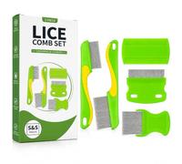 Nit Comb Head Lice Treatment Best of Lice Comb for Nit Treatment Metal & Plastic Flea Combs for Kids, Pets & Adults Removes Dandruff, Flea Eggs Pack of 5