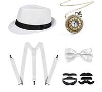 NITAIUN 1920s Great Gatsby Costume Accessories for Men, Event Prom Party Supplies, Charleston Pretend Accessories, Fancy Dress, Roaring Retro Gangster Costume (Style F)