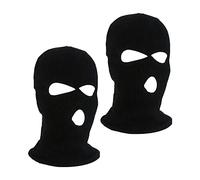 NITAIUN 2 Pcs 3-Hole Full Face Balaclava Face Mask Black Ski Mask Unisex Windproof Warm Knitted Balaclava Soft Breathable Motorcycle Full Face Mask One Size for Outdoor Activities (Black)