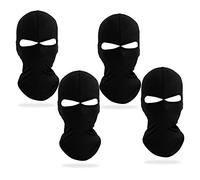 NITAIUN 4 Pcs Balaclava 2 Hole Full Face Ski Mask, Unisex Black Lycra Skimask, Lightweight Breathable Headwear Helmet Liner, Balaclava Headwrap for Motorcycle, Cycling, Skiing, Hunting (4 Pcs)