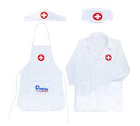 NITAIUN 4 Pcs Doctor Set, 2 x Coat, 2 x Cap Role Play Fancy Dress Costume Playsets Educational Toys Game for Boys Girls 3-6 Years