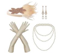 NITAIUN 4 Pieces 20s Facny Dress Accessories, Great Gatsby Accessories for Women, 1920s Vintage Flapper Dress Up, Flapper Charleston Accessories, for 20s Party Halloween Masquerade (Set O)