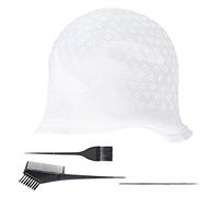 NITAIUN 4Pcs Silicone Highlight Cap Kit, Highlight Hair Cap with Plastic Hook Needles Hair Dye Comb Hair Dye Brushes Frosting and Tipping Cap Hair Frosting Cap for Women Girls Dyeing Hair (4 Pcs)
