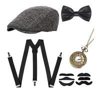 NITAIUN Great Gatsby Gangster Costume, 1920s Men's Fancy Dress, Flapper Accessories (Style E)