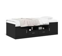 NITCA Black Daybed with Storage, 75x190 cm, Modern, Engineered Wood, Trundle and Drawer, Cabin Bed, Single Guest Bed Sofa Bed