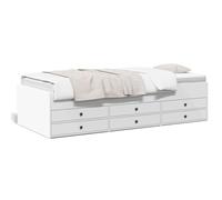 NITCA Daybed with Drawers,SIngle Guest Bed Sofa Bed, Pull out Trundle and Storage Drawer for Living Room and Bedroom,Cabin Bed for Living Room and Bedroom,Engineered Wood, White Tipo 1 75x190 cm