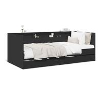 NITCA Daybed with Drawers,SIngle Guest Bed Sofa Bed, Pull out Trundle and Storage Drawer for Living Room and Bedroom,Cabin Bed for Living Room and Bedroom,Engineered Wood, Black Tipo 2 75x190 cm
