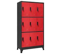 NITCA Locker Cabinet, Metal Storage Lockers, Storage Filing Locker Cabinet Metal,Duty Clothes Locker for Gym, Office, School & Staff Changing Rooms,Steel, anthracite and red with 9 lockers