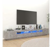 NITCA Modern TV Stand Cabinet with LED Lights - White Gloss, Open Storage Shelves - 260x35x40 cm, Living Room Entertainment Centre