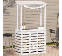 NITCA Outdoor Bar Table with Roof,Solid Wood Outdoor Bar Table with Roof,Shade Roof, Storage Shelves, Table Garden, Garden Tables, White 112.5x57x195.5 cm Solid Wood