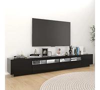 NITCA White Gloss TV Cabinet with LED Lights - Modern TV Stand Unit, Open Storage Shelves for Living Room, 260x35x40 cm