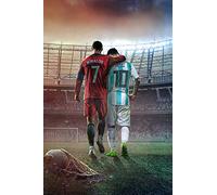NITDODI Football Stars Cristiano Ronaldo and Lionel Messi Canvas Poster Art Wall Decor (Unframed) 16in×24in(40cm×60cm) (Messi and Ronaldo)