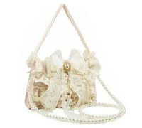 Nite closet Lolita Purse White Victorian Sweet Lace Bowknot Shoulder Bag for Women, White, 25 cm