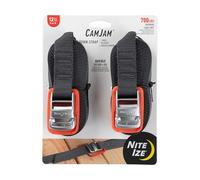 Nite Ize CamJam Tie Down Strap - Tie Down Ratchet Straps - Straps for Trucks & Cars - Tie Downs for Luggage, Camping Gear & Other Loads - Moving Supplies - 12 ft Strap, Orange (Pack of 2)