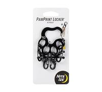 Nite Ize KLKW-01-R6 Pawprint Locker KeyRack, Stainless Steel Locking Carabiner with 4 MicroLocks, Easily Add and Remove Keys Rack, Black