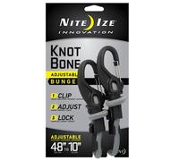 Nite-ize KBB9-01-R3 Large KnotBone, Bungee Cord with Carabiner Clip Ends + Adjustable Length 10"-48", Size #9, Black