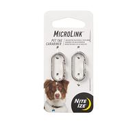 Nite Ize MicroLink Pet Tag Carabiner, Stainless Steel Cat and Dog Tag Clip, 2 Pack