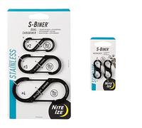 Nite Ize S-Biner Dual Carabiner - 3 Pack (Stainless Steel, Black) & Micro Lock Mini - 2 Pack (Black)