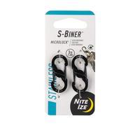 Nite Ize S-Biner MicroLock Stainless Steel - S-Biner with Locking Dual Sided Gates - Keep Keys Secure with Carabiner Key Holder - Black (2 Pack)