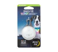 Nite Ize SpotLit XL Rechargeable Collar Light - Carabiner Keychain Clip with LED Light - Clip Color-Changing Light for Dog Collars - Disc-O Select