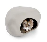 Niteangel Ceramic Hamster Habitat Hideout: - Hideaway House for Syrian Dwarf Hamster Mice Gerbils Lemmings or Other Similar-Sized Small Pet (Stone-Shaped - For Dwarf)