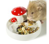Niteangel Hamster Feeding & Water Bowls- Mushroom Ceramics Series Food Dish Feeding Bowls for Dwarf Syrian Hamsters Gerbils Mice Rats or Other Similar-Sized Small Pets (Feeding Bowl)