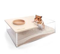 Niteangel Small Animal Sand-Bath Box - Acrylic Critter's Sand Bath Shower Room & Digging Sand Container for Hamsters Mice Lemming Gerbils or Other Small Pets