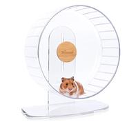Niteangel Super Silent Hamster Exercise Wheels - Quiet Spinner Hamster Running Wheels with Adjustable Stand for Hedgehog Gerbils Mice Or Other Small Animals (Large, Transparent)