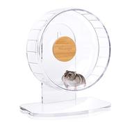 Niteangel Super Silent Hamster Exercise Wheels - Quiet Spinner Hamster Running Wheels with Adjustable Stand for Hedgehog Gerbils Mice Or Other Small Animals (Small, Transparent)