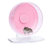 Niteangel Super Silent Hamster Exercise Wheels - Quiet Spinner Hamster Running Wheels with Adjustable Stand for Hedgehog Gerbils Mice Or Other Small Animals (Small, Pink)