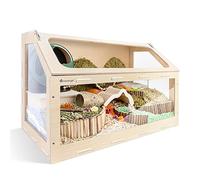 Niteangel Vista Hamster Cage W/Oblique Opening Cage Door - MDF Aspen Small Animal Cage for Syrian Dwarf Hamsters Degus Mice or Other Similar-Sized Pets (Small - 32.9 x 17.2 x 21.1 inches)