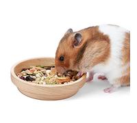 Niteangel Wooden Hamster Feeding Bowl: - Small Animal Food Dish for Dwarf Syrian Hamsters Gerbils Mice Degus or Other Similar-Sized Small Pets (No Pattern, for Syrian)