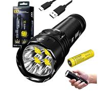 Nitecore EX7 EX7 Variable Beam Pattern(Spot/Flood Mixed) High Performance LED Rechargeable Flashlight -6000 Lumens w/ NL2155HP Battery and Eco-Sensa Type C-Charging Cable Included