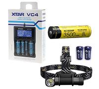 Nitecore HC33 Cree XHP35 High Intensity Headlamp - 1800 Lumen w/ Xtar VC4 Charger, NL1835HP 3500mAh 18650 Battery & 2X Eco-Sensa Disposable Batteries