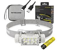 Nitecore HC65 UHE HEADLAMP - Skyline Grey HC65 UHE Ultra High Triple Output Metal Skyline Grey Headlamp- 2,000 Lumens w/Storage case, Battery, and Eco Sensa USB C Cable Included