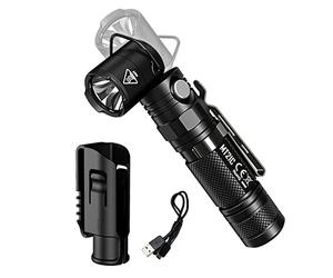 Nitecore MT21C LED Flashlight, 1000 Lumen Right Angle 90 Degree Tiltable Head L-Shape USB Rechargeable with Hard Duty Holster