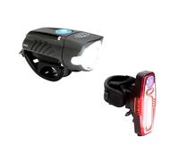 NiteRider Swift 300 Front Bike Light Sabre 110 Rear Bike Light Combo Pack- USB Rechargeable Bicycle Headlight LED Front Light Easy to Install Water Resistant Road Commuting Cycling Safety Flashlight